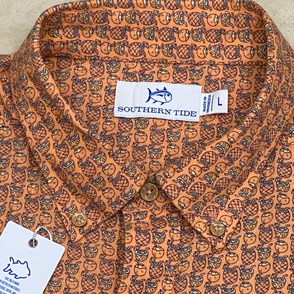 Southern Tide Short Sleeve Button Up Pocket Shirt Mens Size L - Picture 2 of 5